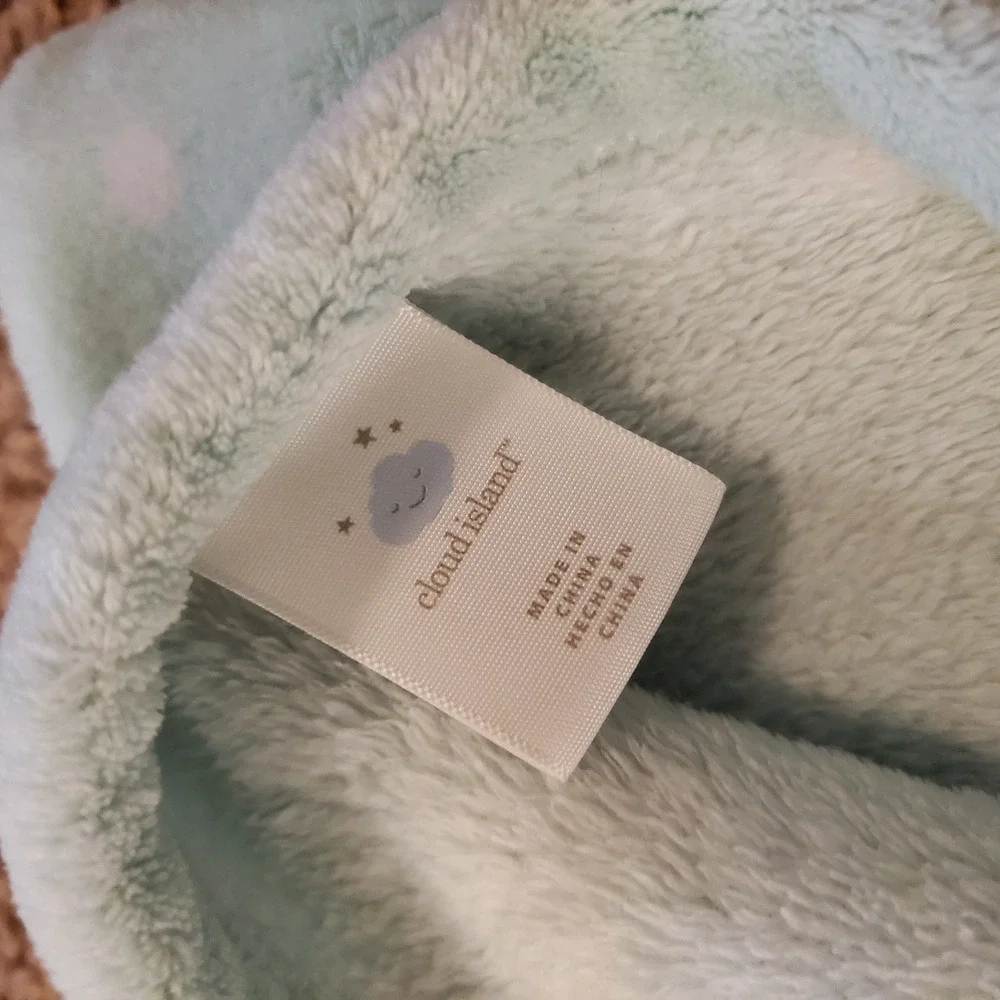 Cloud Island Mint Green White Polka Dots Baby Blanket Plush Security Lovey 30x30